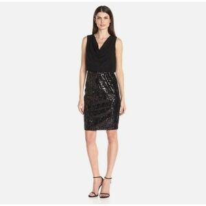 Calvin Klein Black Sequin Blouson Dress Size 8